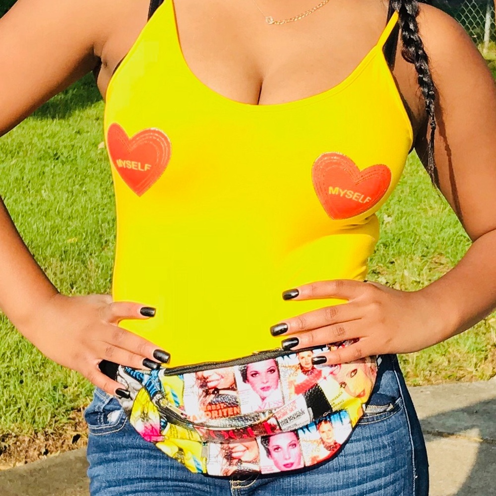 Yellow Bodysuit w/ Red Hearts